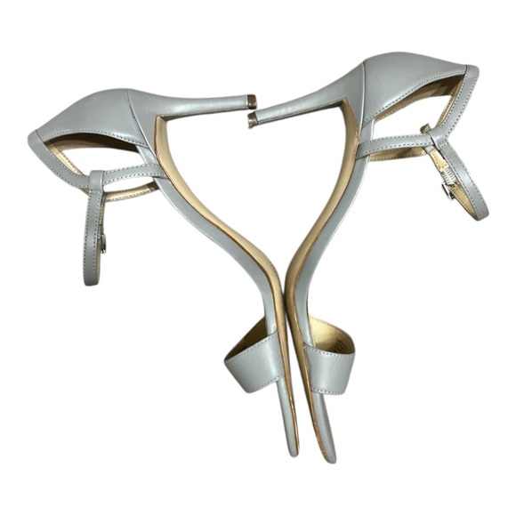 Michael Kors Gray Leather Ankle Strap Heels | Minimalist Dress Sandals 8M - Picture 4 of 12